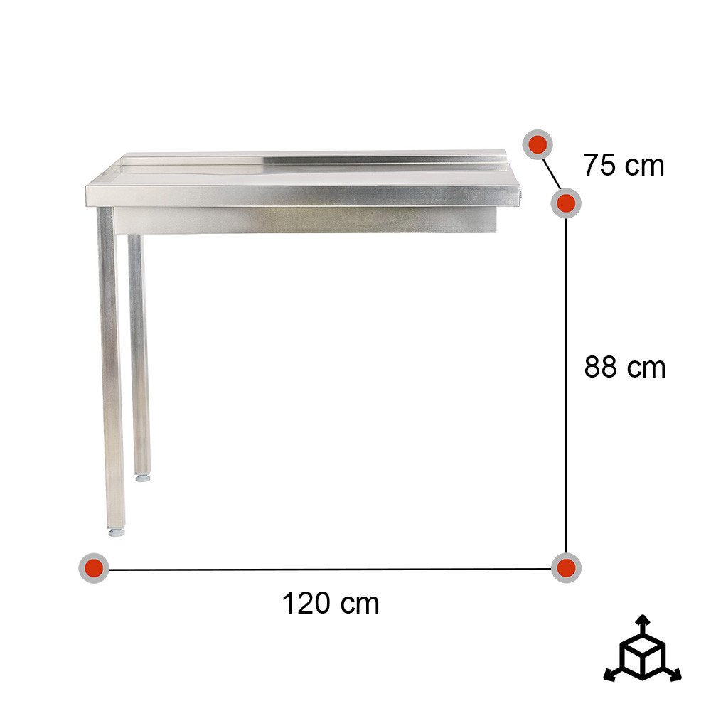 Mesa de Salida Izquierda 1200x750 mm Romux | Equipamiento Industrial