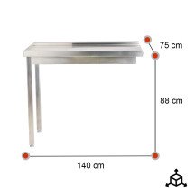 Mesa de Salida Izquierda Desmontable 1400x750x880mm | Gastroten