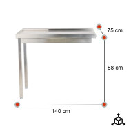 Mesa de Salida Izquierda Desmontable 1400x750x880mm | Gastroten