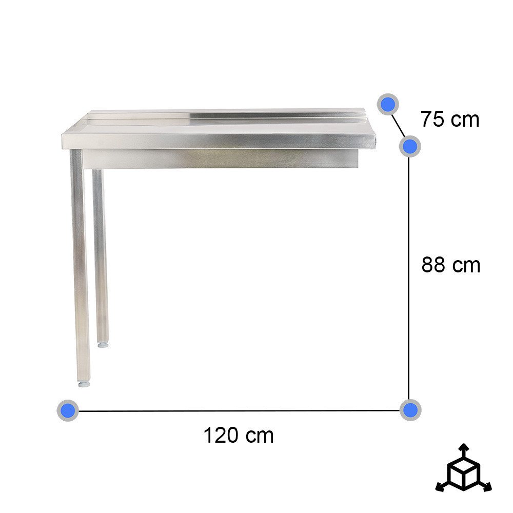 Mesa de Salida Izquierda 1200x750 mm Desmontable | Gastroten