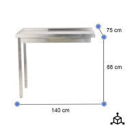Mesa de Salida Izquierda 1400x750x880mm | Gastroten