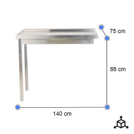 Mesa de Salida Izquierda 1400x750x880mm | Gastroten