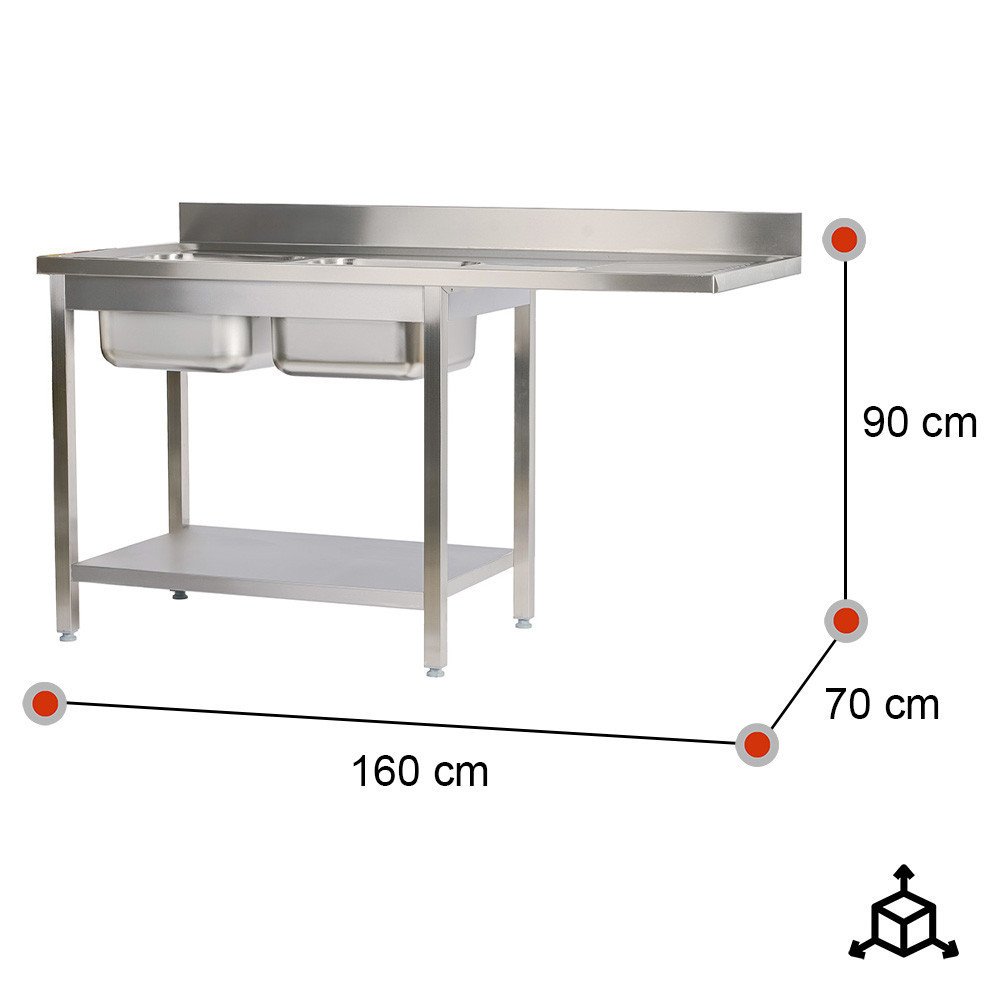 Fregadero 2 Senos Desmontable 1600x700mm | Gastroten