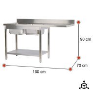 Fregadero 2 Senos Desmontable 1600x700mm | Gastroten