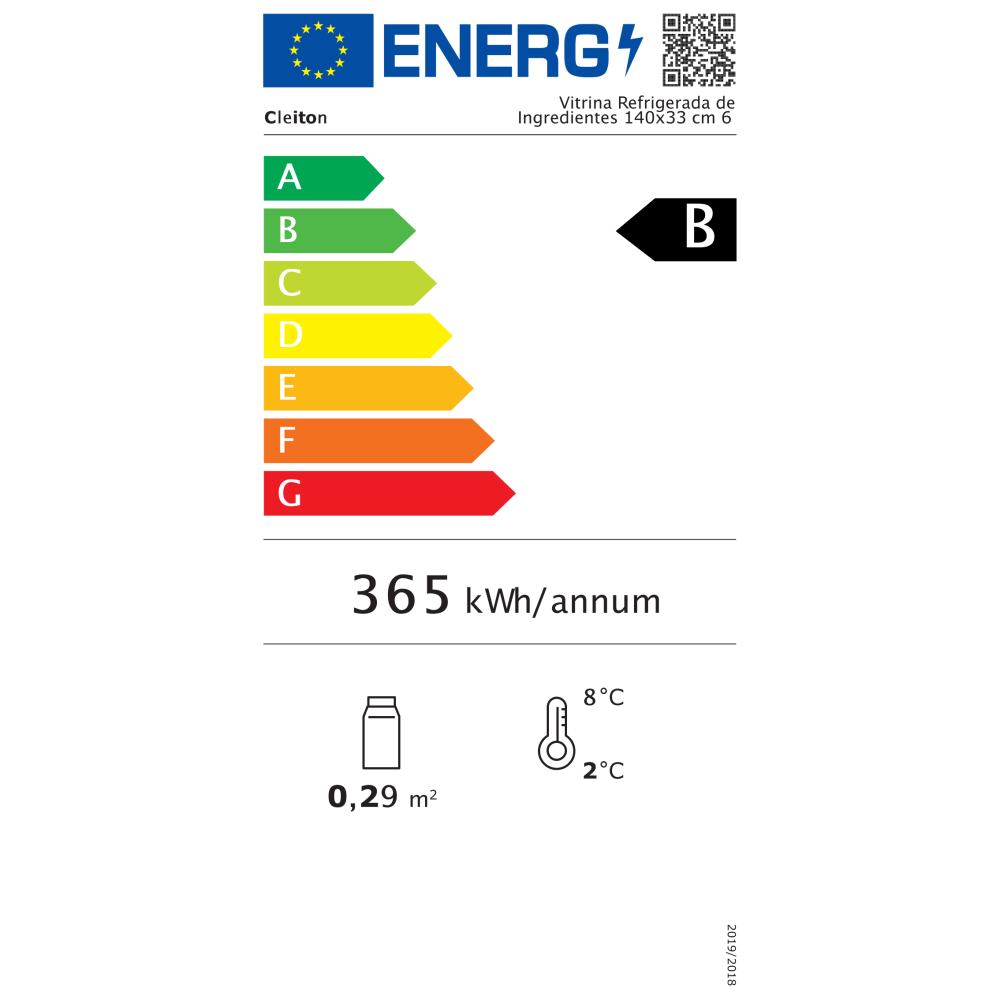 Vitrina refrigerada CLEITON 140x33 cm - 6 cubetas GN 1/4