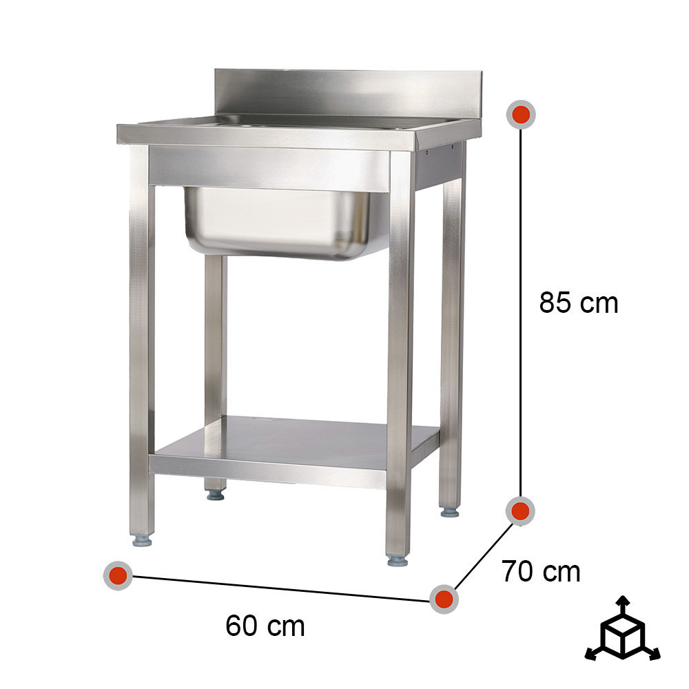 Fregadero 1 Seno Desmontable 600x700x850mm | Lavado Industrial