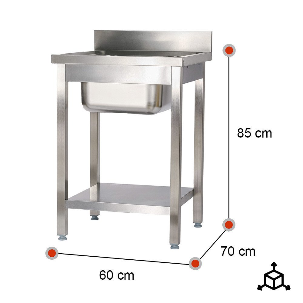 Fregadero 1 Seno Desmontable 600x700x850mm | Lavado Industrial