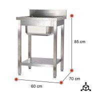 Fregadero 1 Seno Desmontable 600x700x850mm | Lavado Industrial