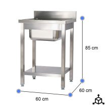 Fregadero 1 Seno 600x600 mm Cleiton | Lavado Industrial