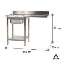 Fregadero 1 Seno 1400x700x900 mm Cleiton | Lavado Industrial