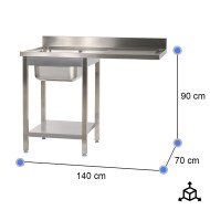 Fregadero 1 Seno 1400x700x900 mm Cleiton | Lavado Industrial