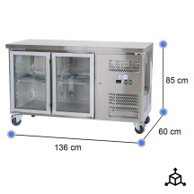 Bajo Mostrador Refrigerado 2 Puertas 136x60 | Equipamiento Industrial