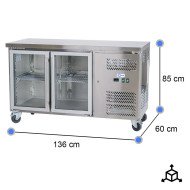 Bajo Mostrador Refrigerado 2 Puertas 136x60 | Equipamiento Industrial