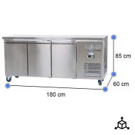 Bajo Mostrador Refrigerado 3 Puertas 180x60 Ventilado Cleiton
