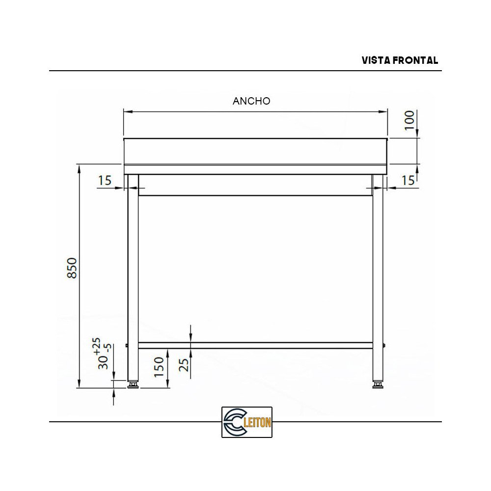 Mesa Mural Desmontable 600x600mm Cleiton | Equipamiento Industrial