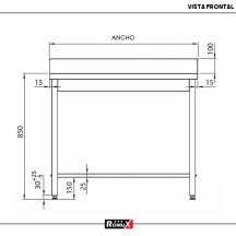 Mesa Mural Desmontable 600x600x850 mm Romux | Equipamiento Industrial
