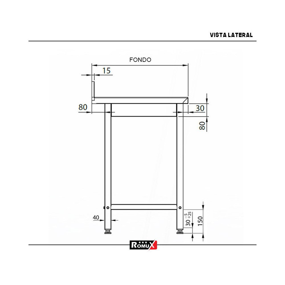 Mesa Mural Desmontable 800x600x850 mm Romux | Equipamiento Industrial