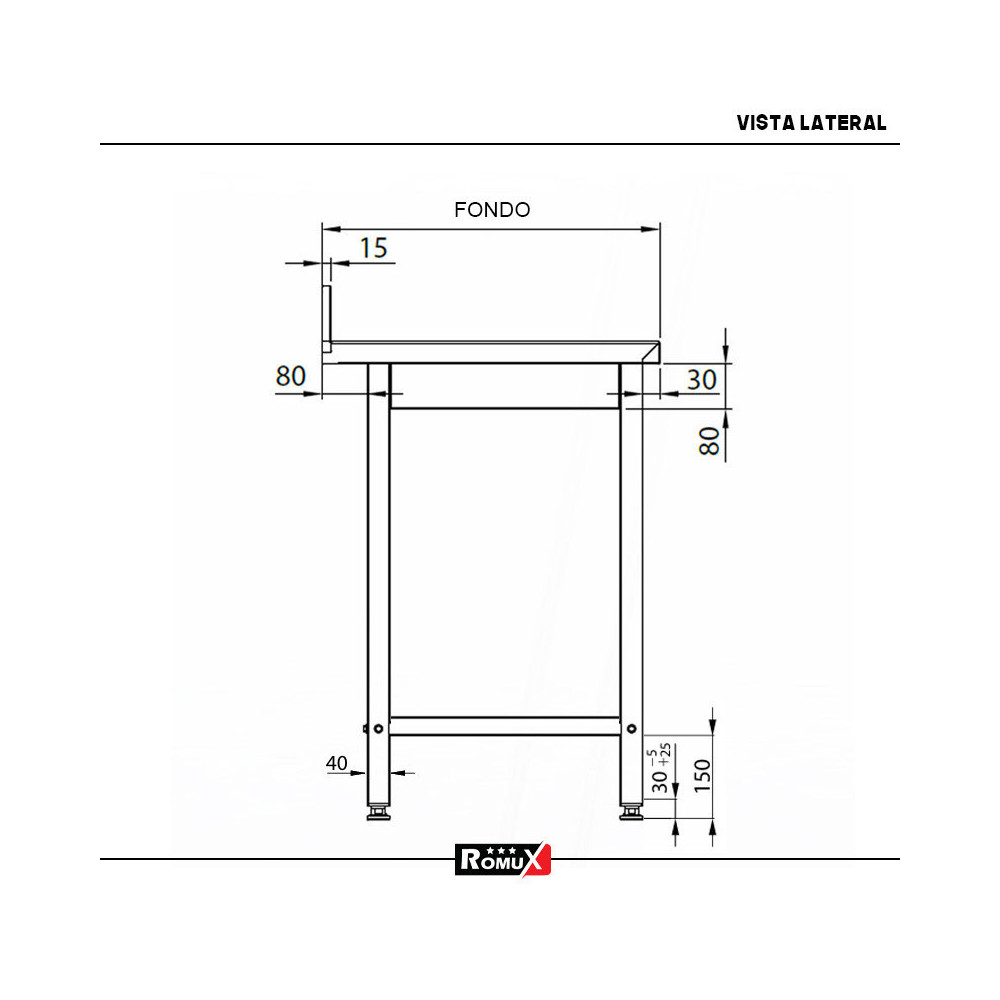 Mesa Mural Desmontable 2000x600 mm Romux | Equipamiento Industrial
