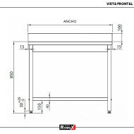 Mesa Mural Desmontable 1600x700x850 mm | Gastroten