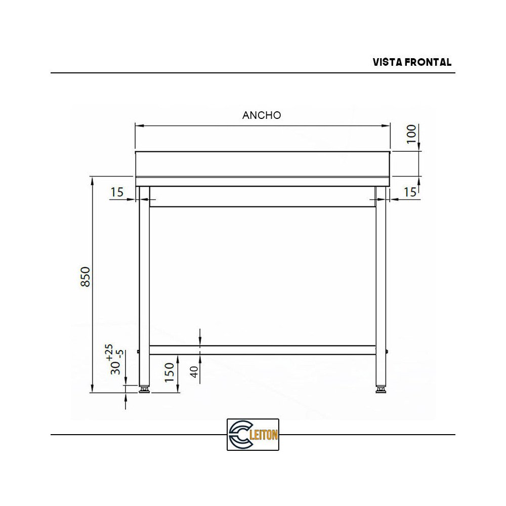 Mesa Mural Desmontable 1400x600mm Cleiton | Equipamiento Industrial
