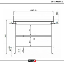Mesa Mural 2 Estantes 1000x600x850 mm Romux | Equipamiento Industrial