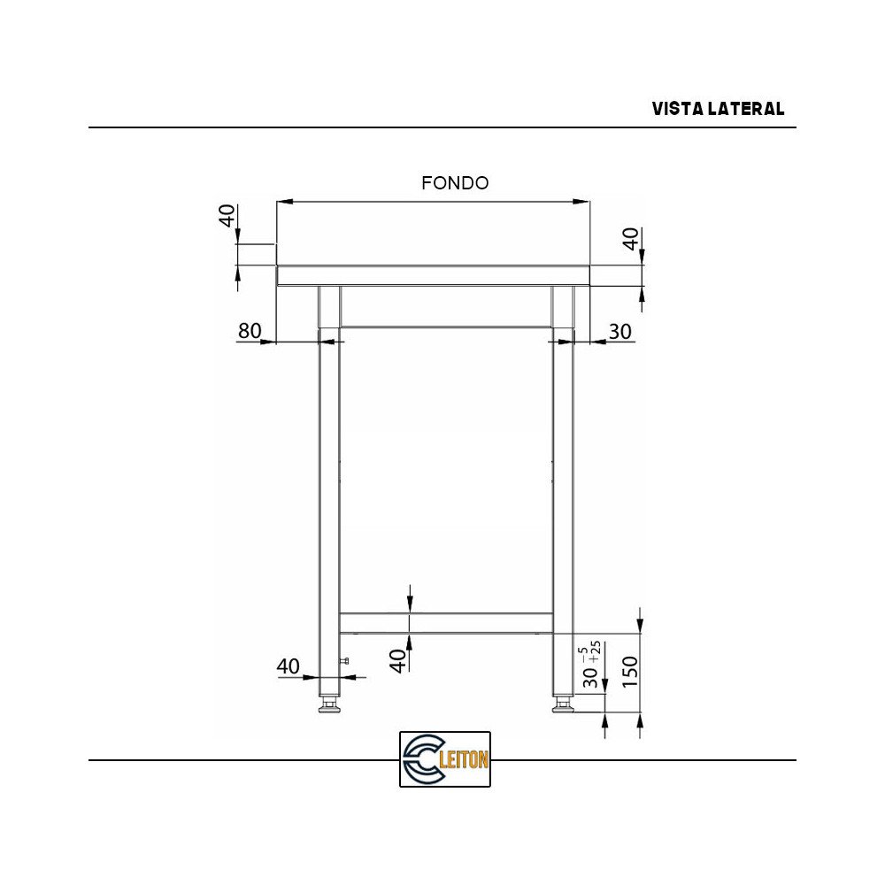 Mesa de Trabajo Acero Inoxidable para Hostelria 600x600 mm | CLEITON Profesional
