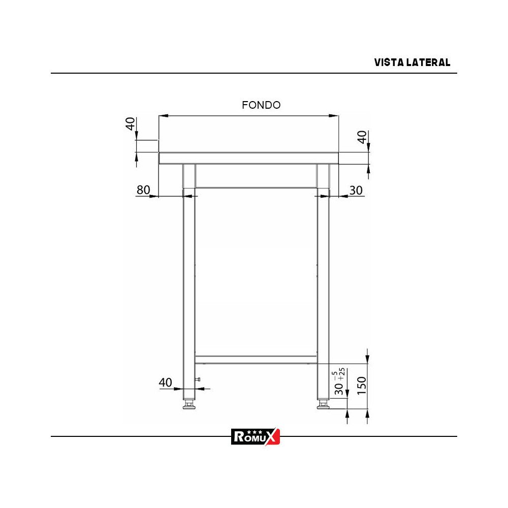 Mesa Central 2000x700x850 mm Desmontable | Gastroten