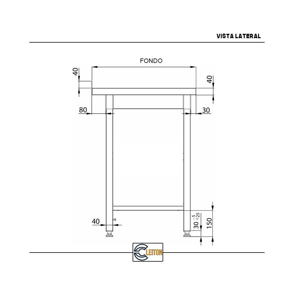 Mesa Central Desmontable 2000x600mm Cleiton | Equipamiento Industrial