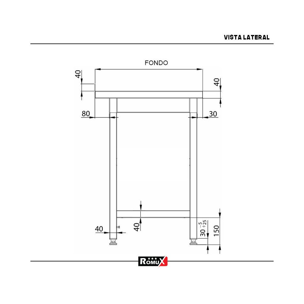 Mesa Central Desmontable 1200x600 mm Romux | Equipamiento Industrial