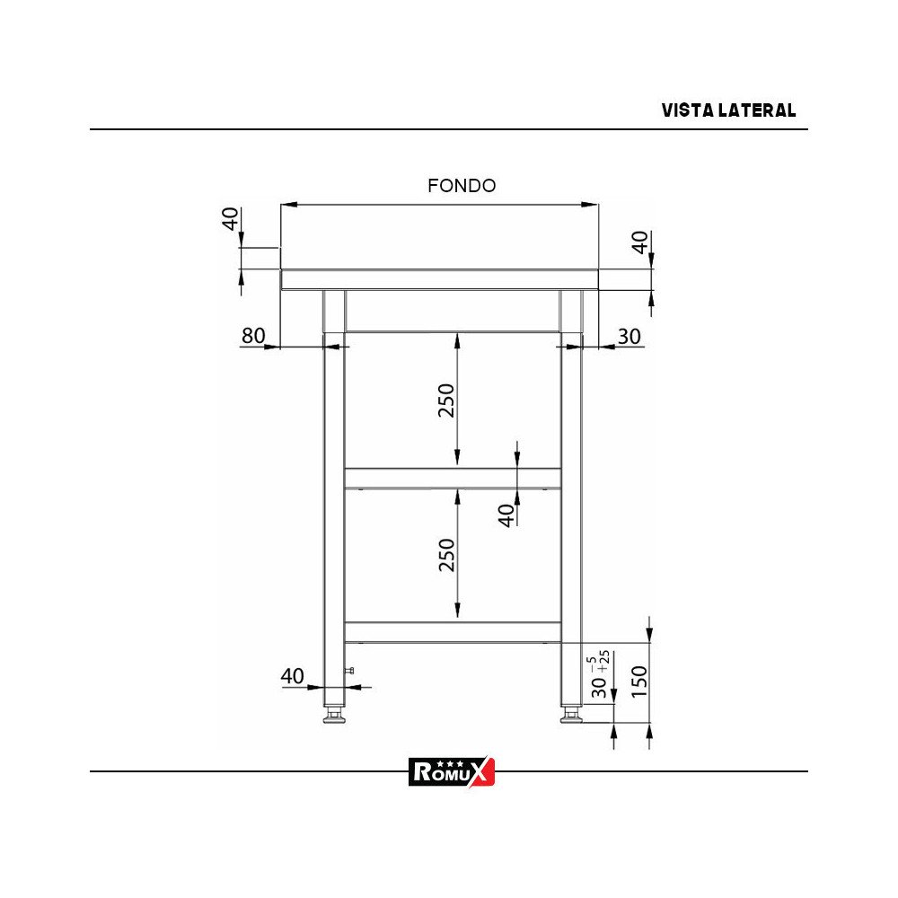 Mesa Central Desmontable 1000x600x850 mm Romux | Equipamiento Industrial
