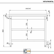 Mesa Central Desmontable 1600x600x850 mm | Equipamiento Industrial