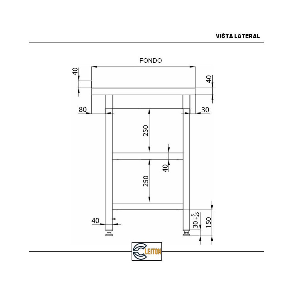 Mesa Central Desmontable 1000x700x850 mm | Gastroten