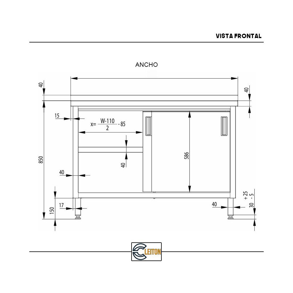 Mesa Mural Desmontable 1000x600x850 mm | Gastroten