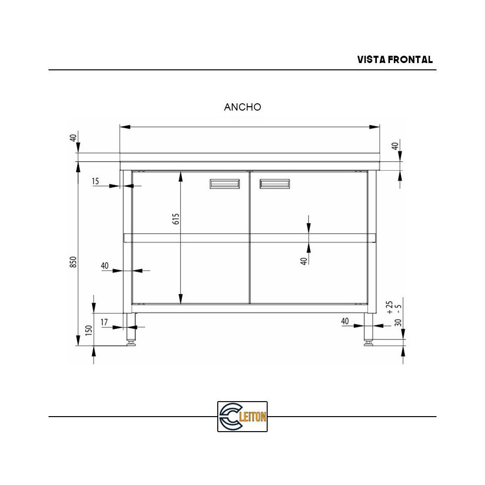 Mesa Mural Desmontable 1200x600x850 mm | Gastroten