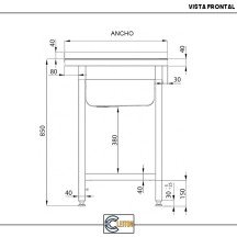 Fregadero 1 Seno 600x600 mm Cleiton | Lavado Industrial
