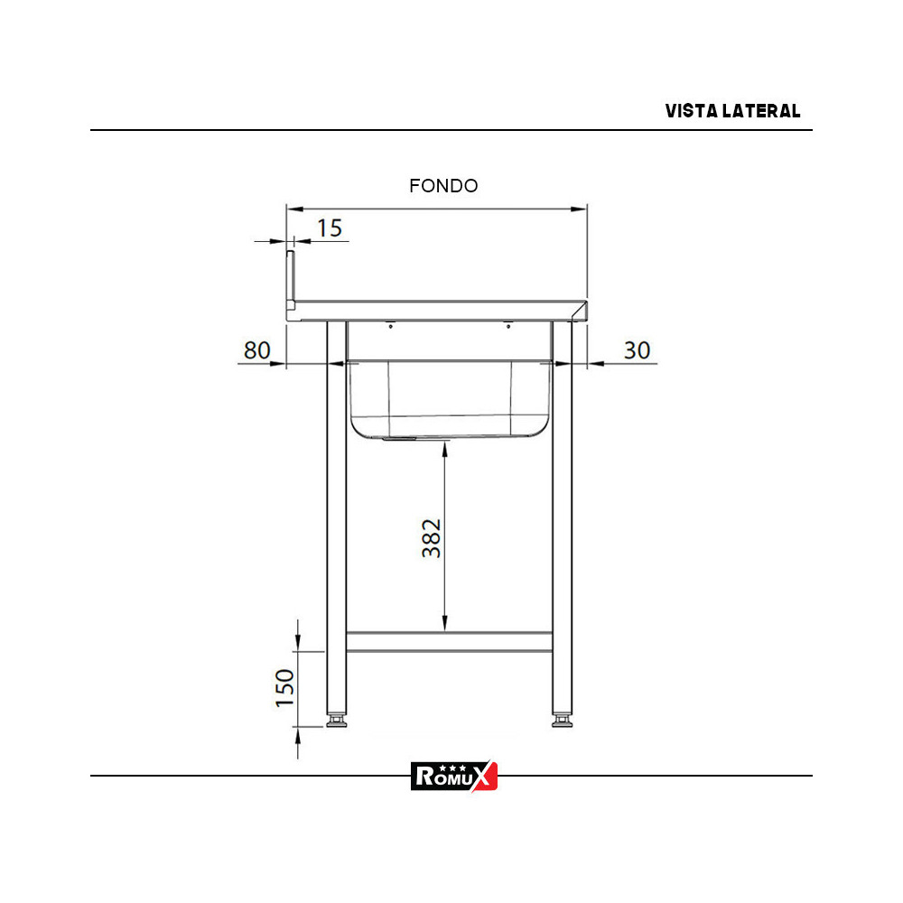 Fregadero Doble 1000x600 mm Desmontable Romux | Lavado Industrial