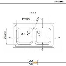 Fregadero 2 Senos 1000x600mm Cleiton | Lavado Industrial