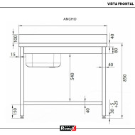 Fregadero 1 Seno Izquierda 1000x600 mm Romux | Equipamiento Industrial