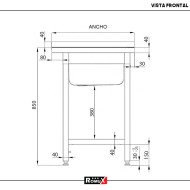 Fregadero 1 Seno Desmontable 600x700x850mm | Lavado Industrial