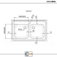 Fregadero 2 Senos 1200x600mm Cleiton | Equipamiento Industrial