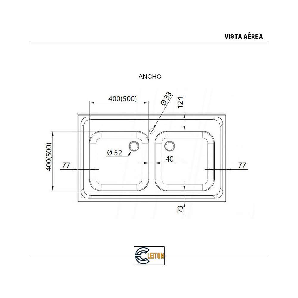 Fregadero 2 Senos 1200x700mm Desmontable | Equipamiento Hostelería