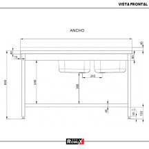 Fregadero Doble Desmontable 1400x600 Romux | Lavado Industrial