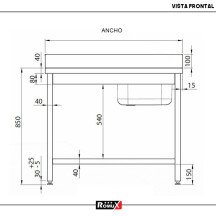 Fregadero Industrial 1000x700x850 mm Romux | Equipamiento Hostelería