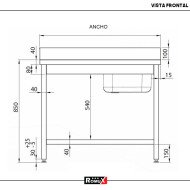 Fregadero Industrial Desmontable 1200x700 mm Romux | Lavado Hostelería