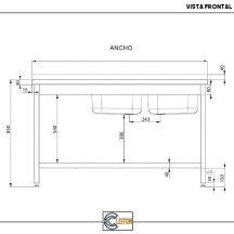 Fregadero 2 Senos 1400x600mm Cleiton | Lavado Industrial