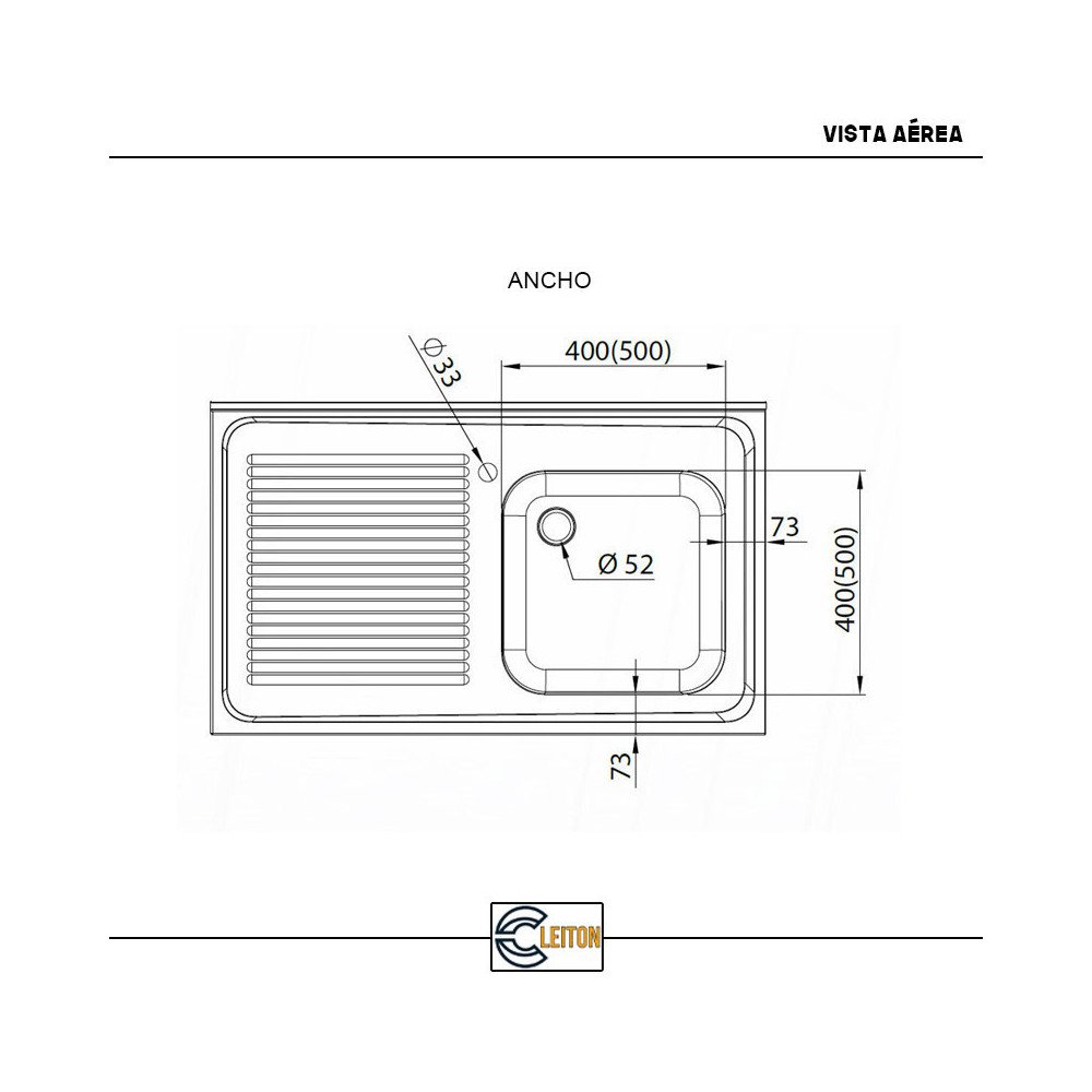 Fregadero Cleiton 1400x600mm con Estante Desmontable | Lavado Industrial