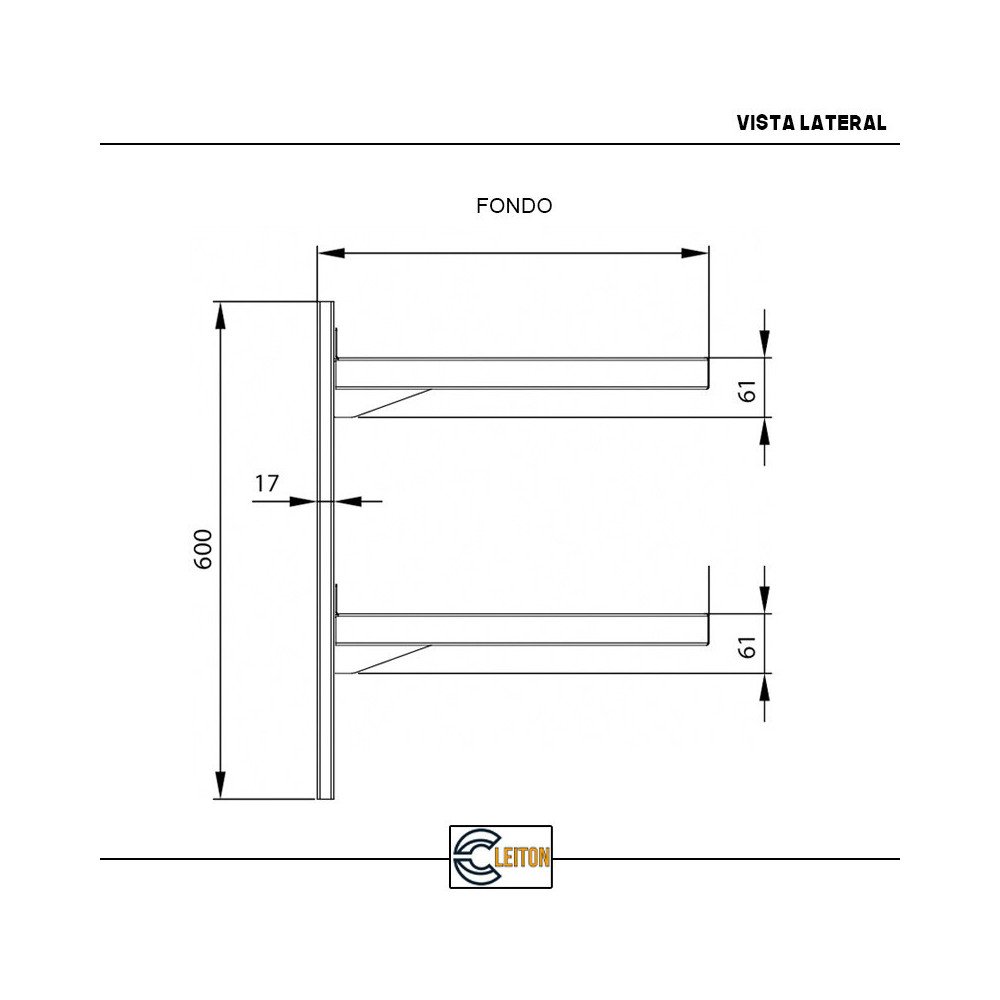 Estante De Pared Doble Liso De Acero Inoxidable Para Hosteleria Cleito