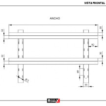 Estante Pared Doble Ajustable 1200x300 mm Romux | Equipamiento Industrial