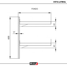Estante Pared Doble Ajustable 1200x300 mm Romux | Equipamiento Industrial