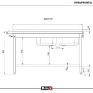 Fregadero 2 Senos 1600x700x850 mm Romux | Equipamiento Industrial